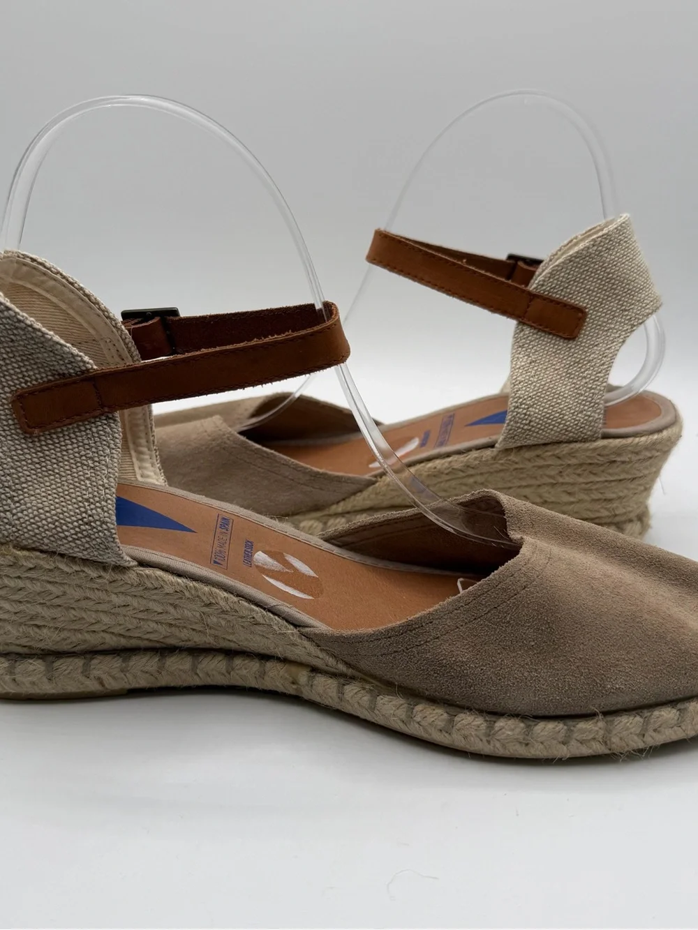 Verbenas Malena Suede Espadrille Wedge Sandals Taupe EU 41 US 9.5-10